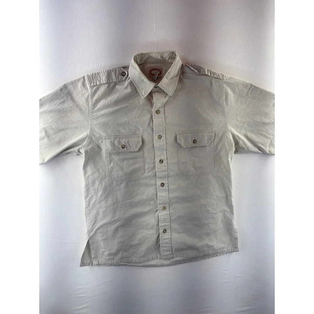 Banana Republic Vintage Safari Shirt Mens Medium Khaki Cotton Epaulets Mill